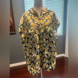 Diane Von Furstenberg Yellow Floral Sleeveless Jacket. EUC. Size XL